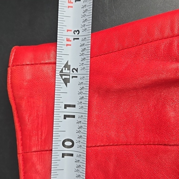 Vakko Vintage Red Leather Skirt 4 - Picture 6 of 7